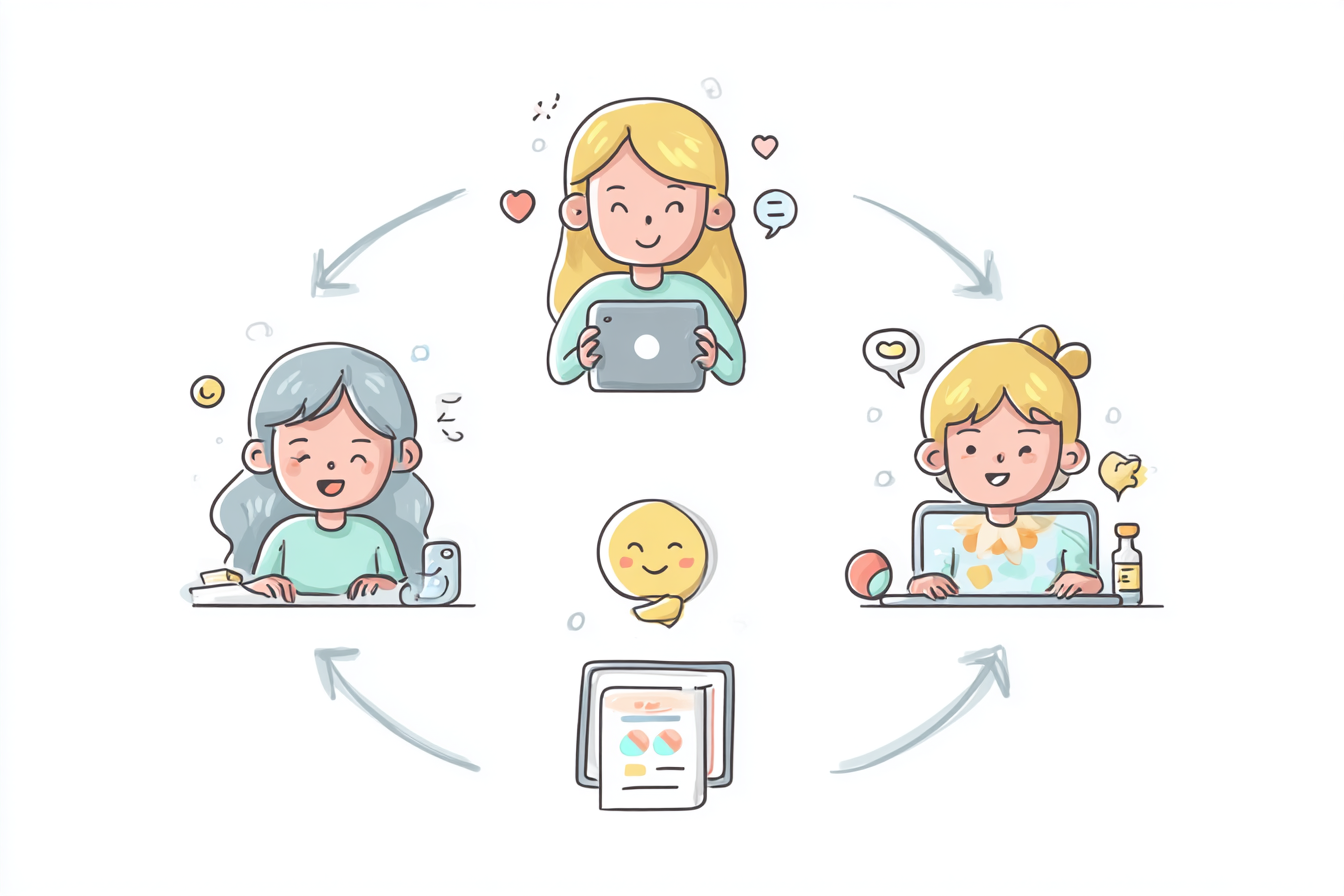 TinyTalk three-step flow illustration